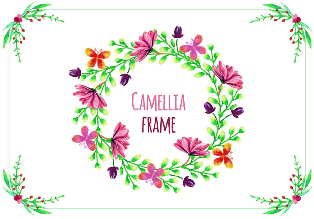 قاب برداری با گل‌های کاملیا