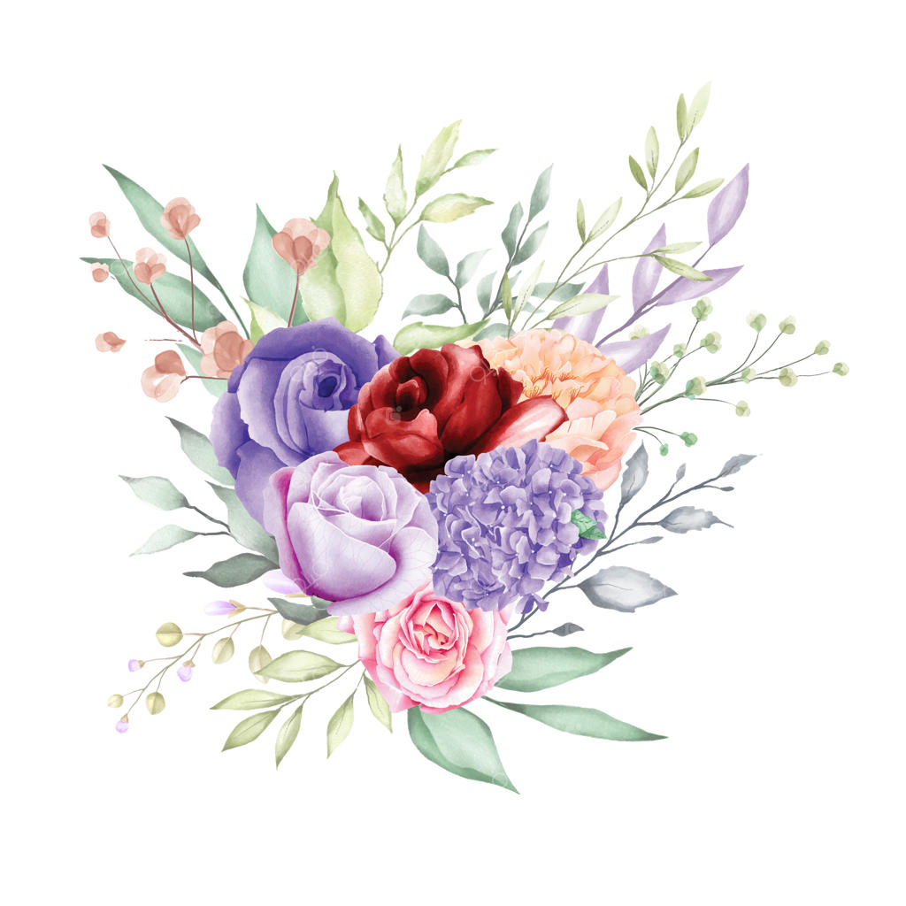 زمینه دسته گل رز با آبرنگ