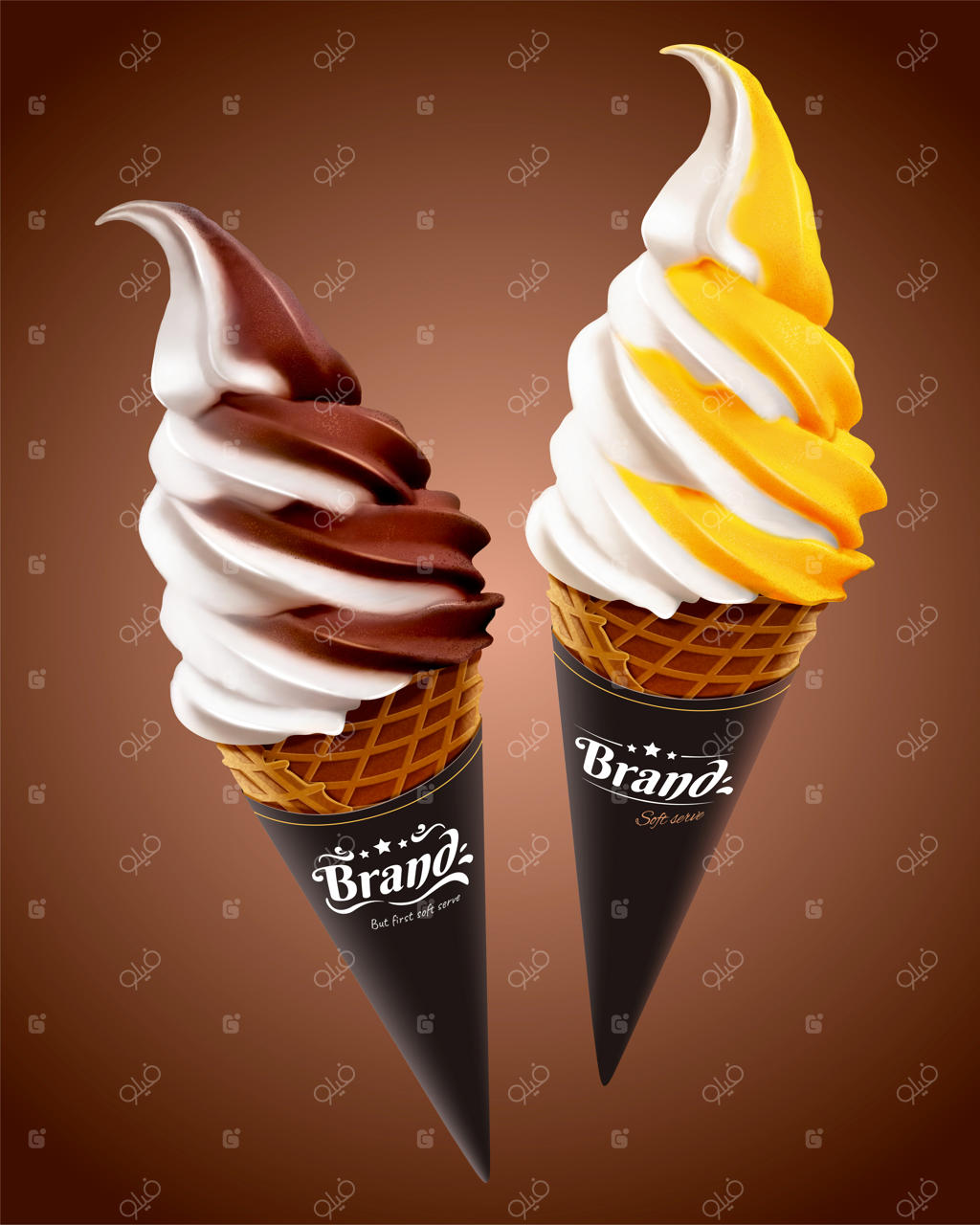 بستنی قیفی انبه و شکلات