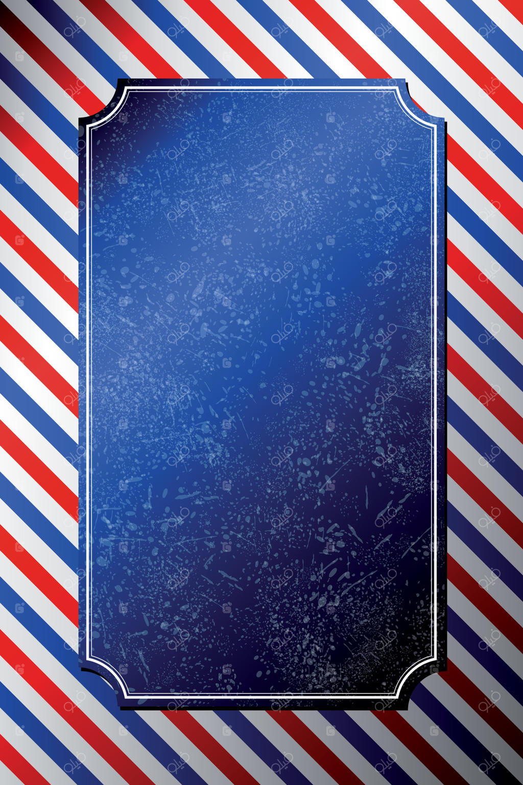 پس‌زمینه آرایشگاه آبی کلاسیک و کهنه با نوارهای راه‌راه و قاب‌دار