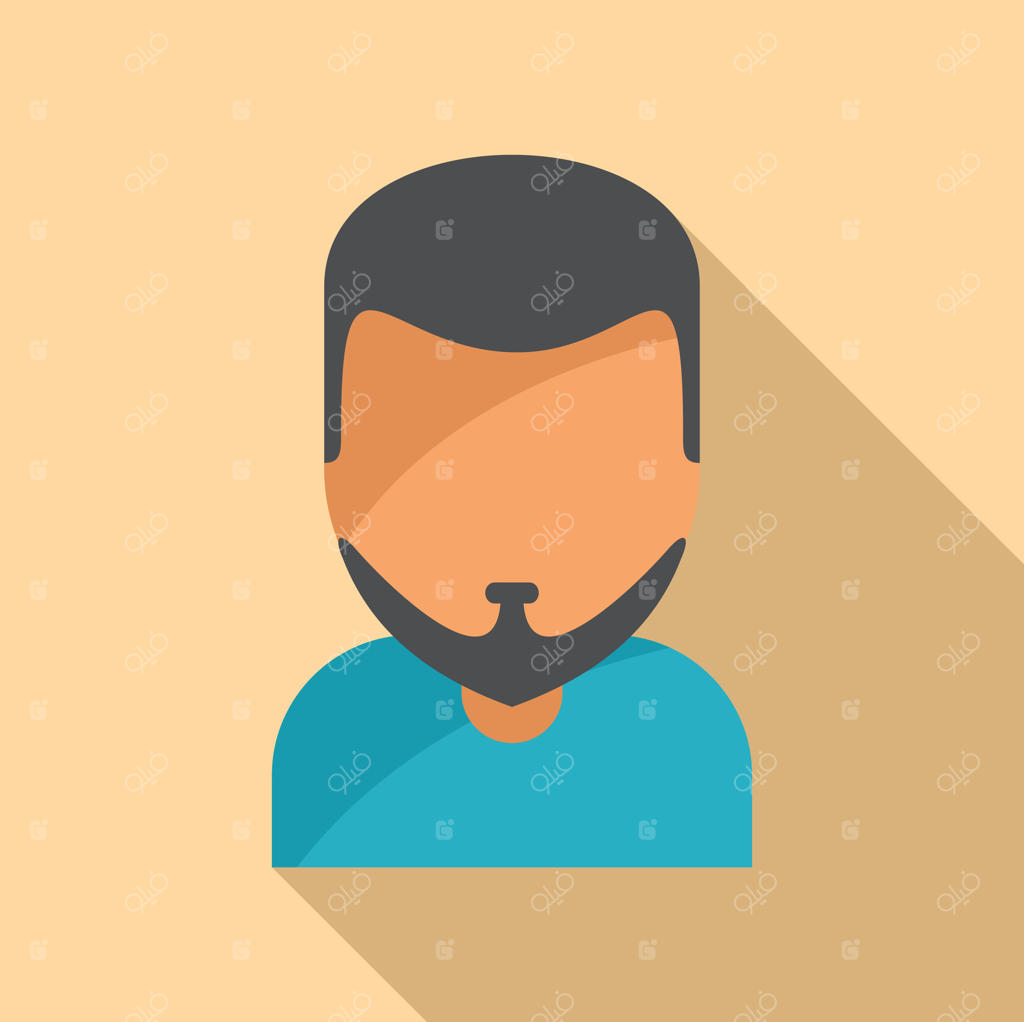 مدل کوتاه مو آرایشگر - آیکون چهره مردانه به سبک وکتور فلت