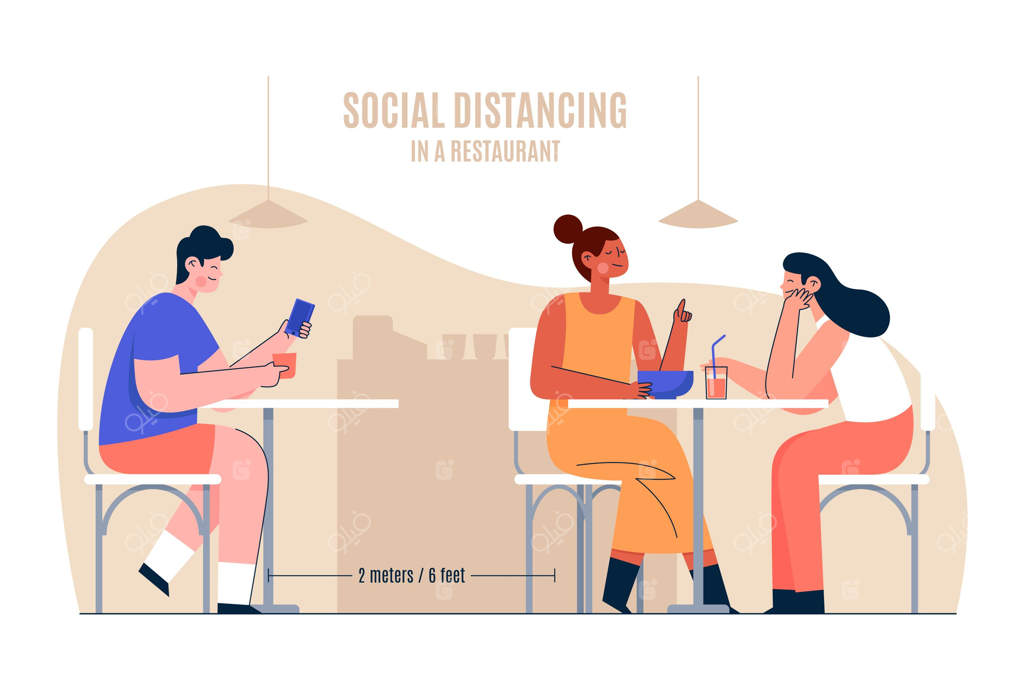 طرح فاصله‌گذاری اجتماعی در رستوران