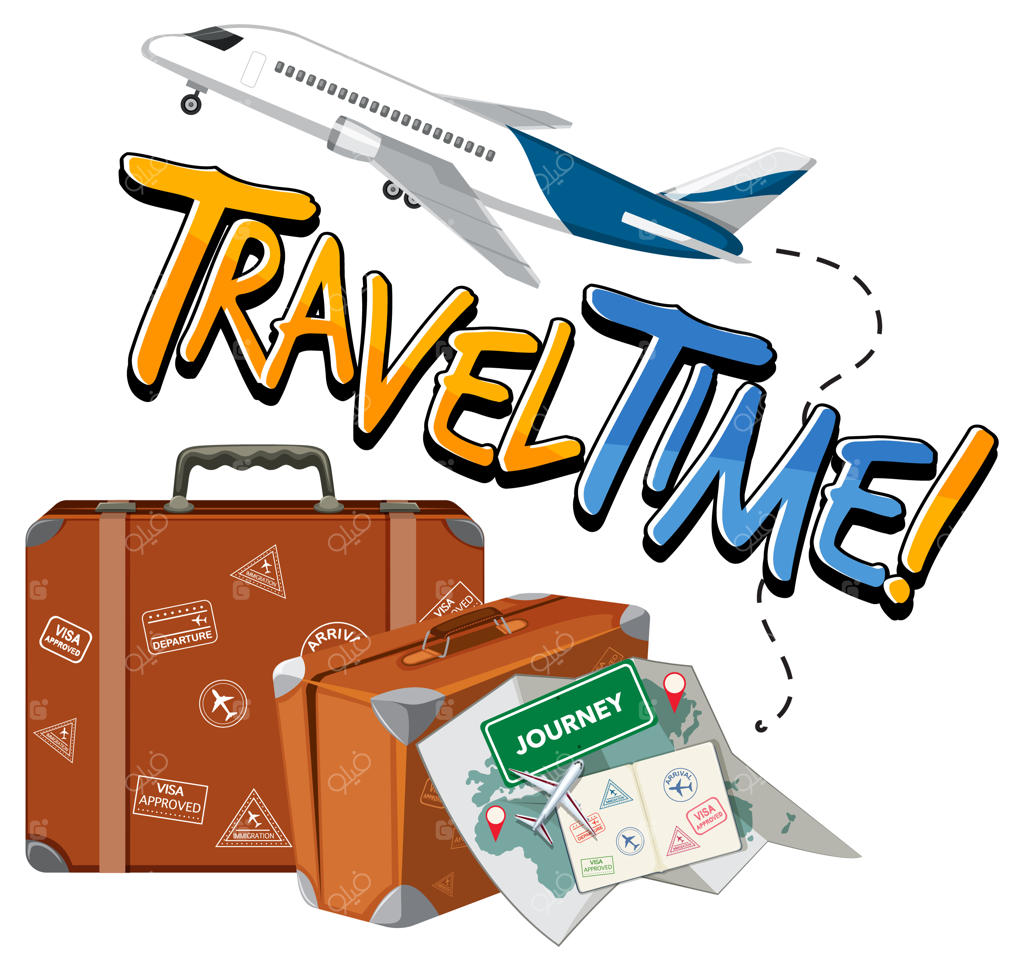 طراحی تایپوگرافی زمان سفر با المان‌های مسافرتی