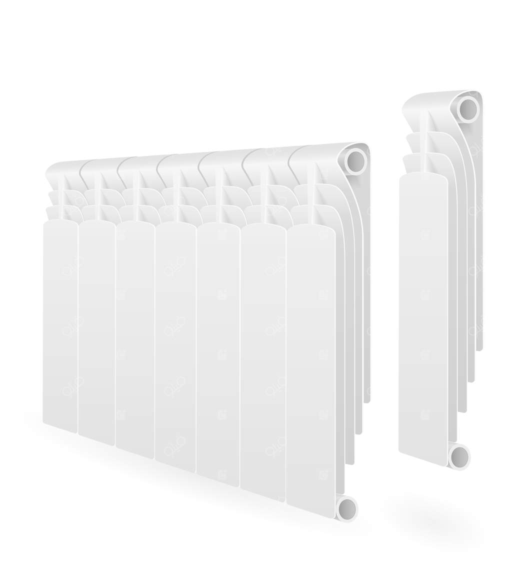 گرمایش با رادیاتور: فضا با آب گرم در پس‌زمینه سفید