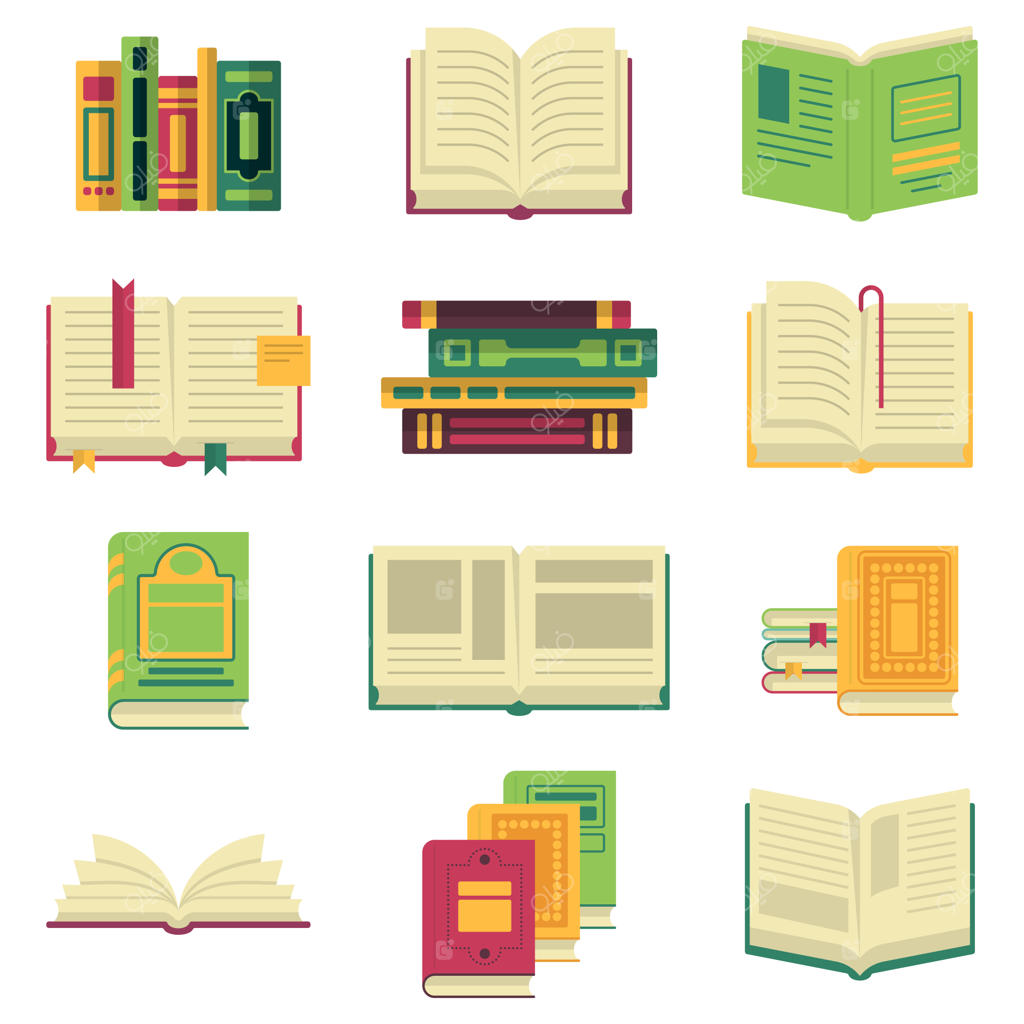 کتاب‌ها، مجلات یا دانشنامه‌های مختلف باز و بسته