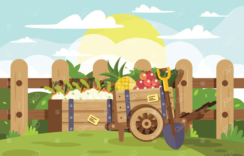 زمان کاشت و برداشت در باغ زیبای پرو وکتور