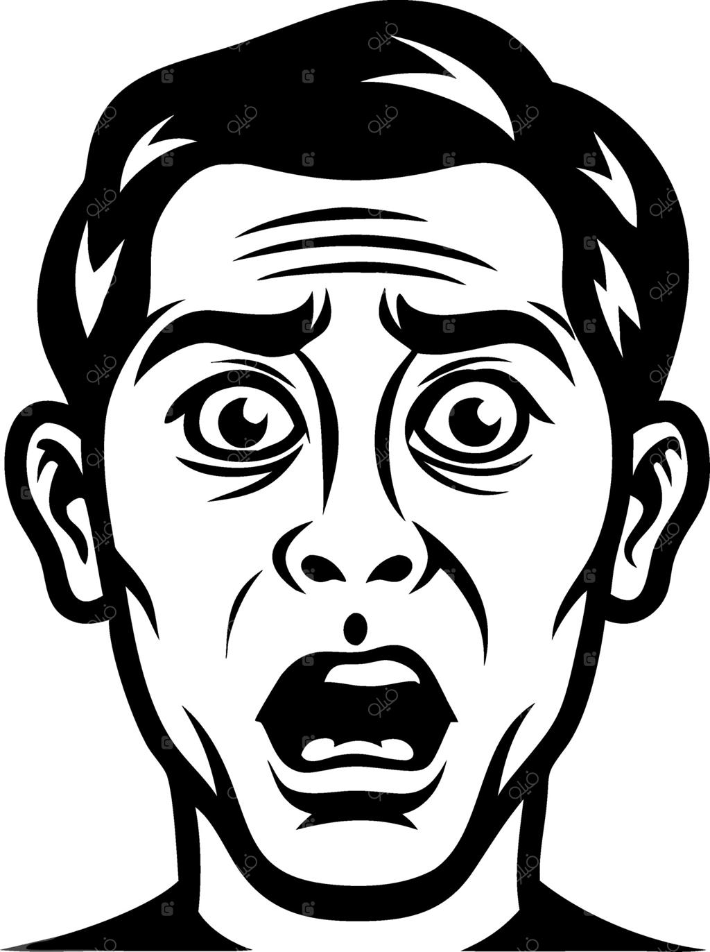 تصویرسازی چهره وحشت‌زده برای طراحی تاتو یا پروژه‌های گرافیکی