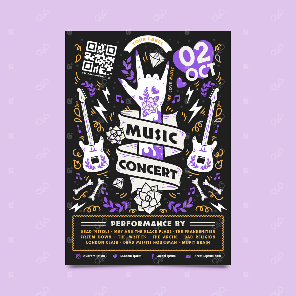 پوستر گروه موسیقی با طراحی تخت