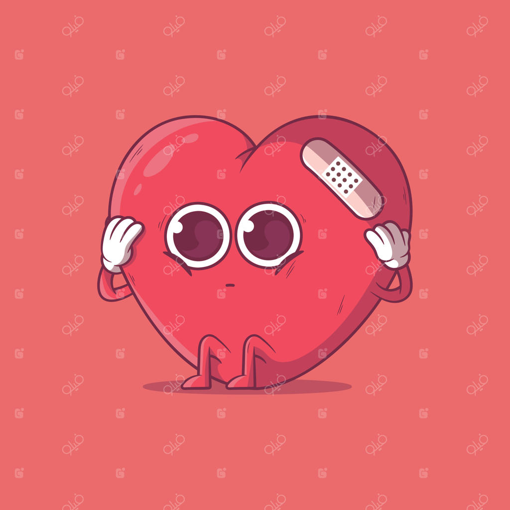 شخصیتی با قلب غمگین و باندپیچی‌شده.