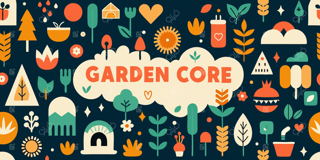 بنری با مجموعه‌ای از آیکون‌های رنگارنگ و نوشته‌ی "تم باغ"