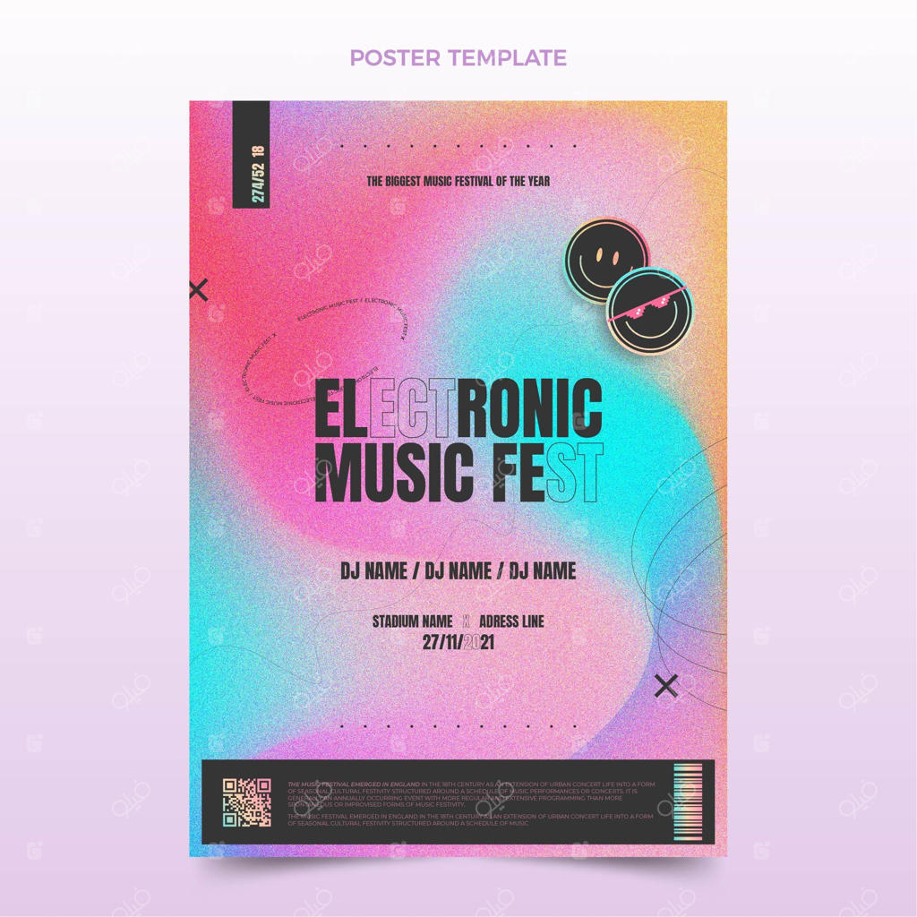 پوستر فستیوال موسیقی بافت گرادیان