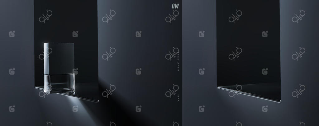 صحنه چیدمان محصول شیک و مینیمال با تم تیره. قالب ارائه محصول سه‌بعدی با سکوی واقع‌گرایانه