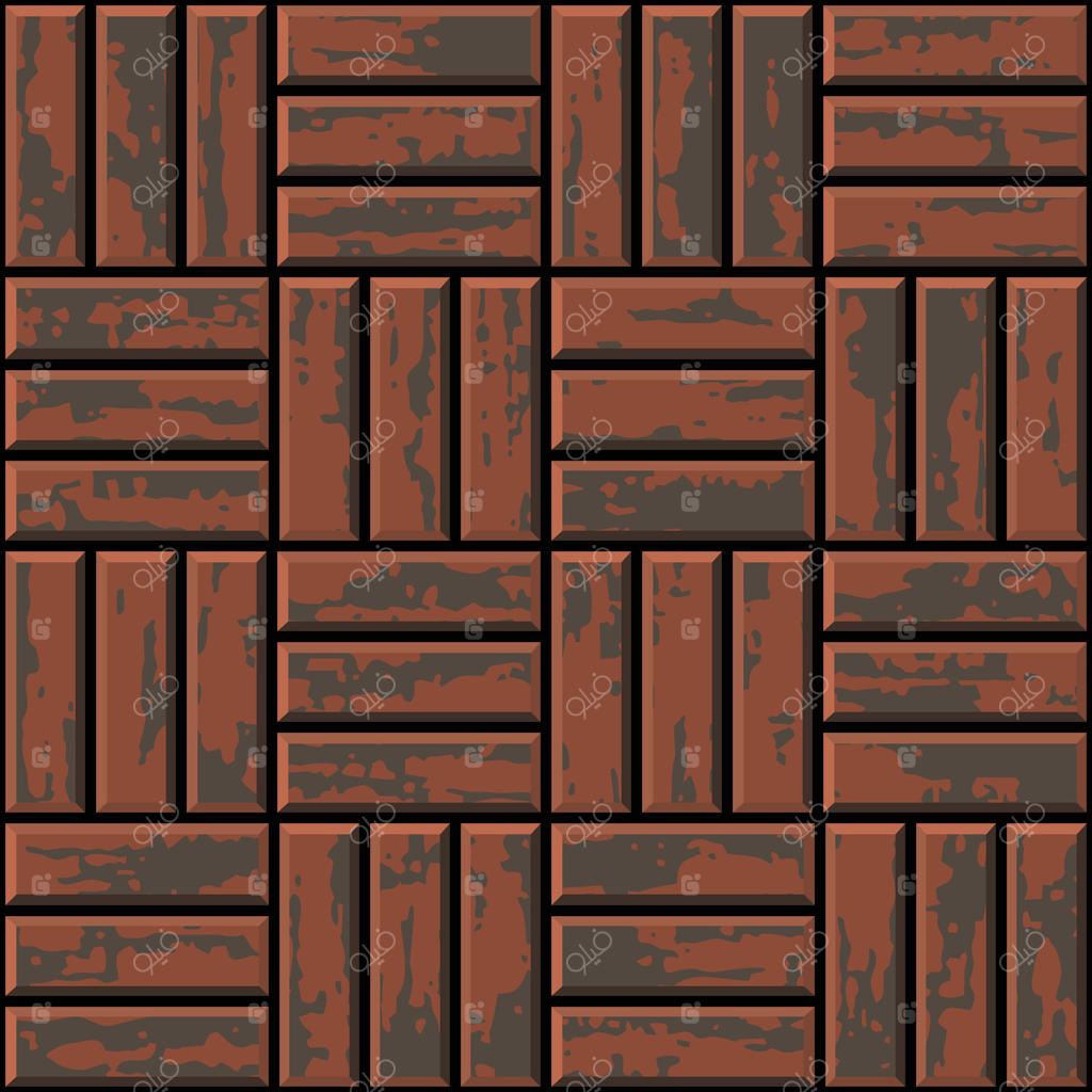 پترن یکپارچه کفپوش قرمز. بافت موزاییکی باغ از نمای بالا. سنگفرش تخته‌ای. پوشش با کاشی‌های موزاییکی بافت‌دار به شکل مربع. سطحی از آجرهای سنگی قدیمی.