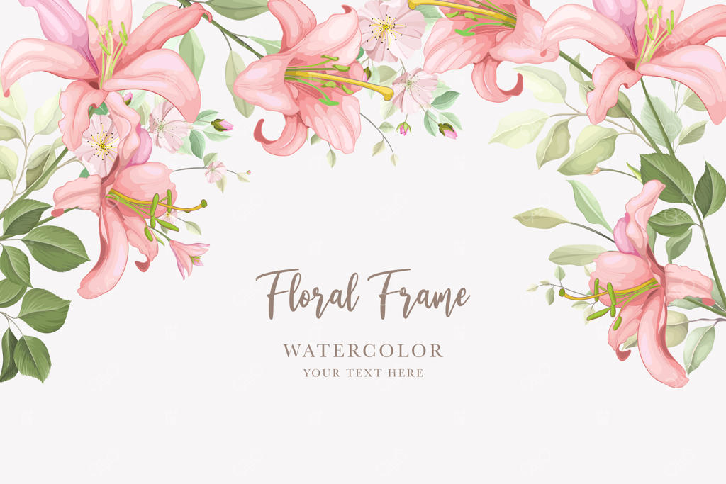 طراحی تاج گل و پس‌زمینه گل لیلیوم