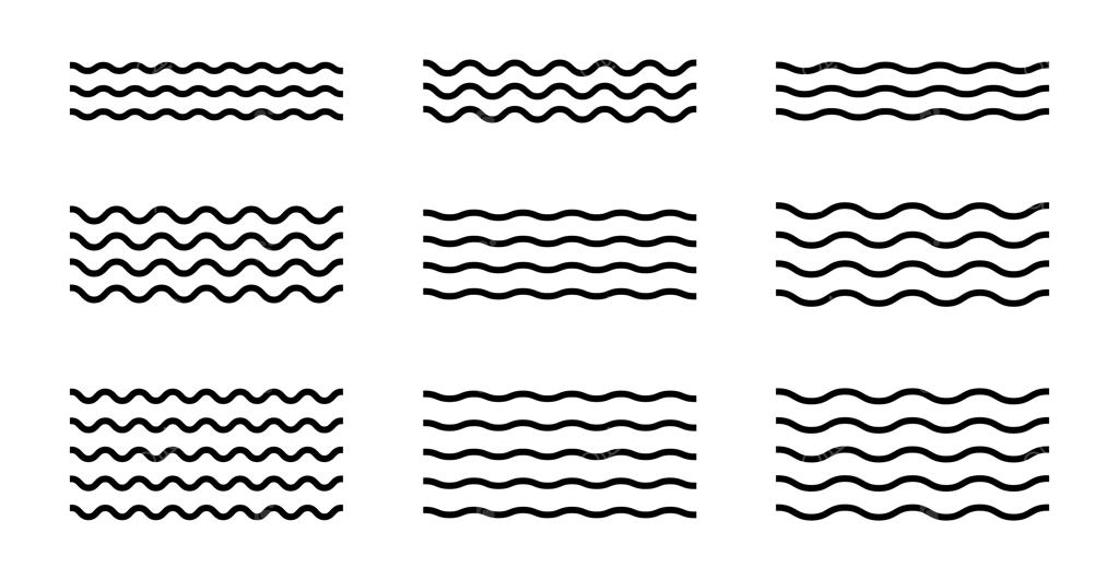 مجموعه وکتور آیکون‌های طرح دستی امواج