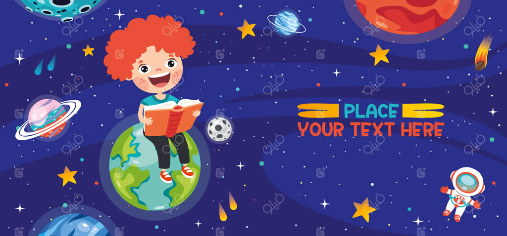 کودک در حال خواندن کتاب در آسمان