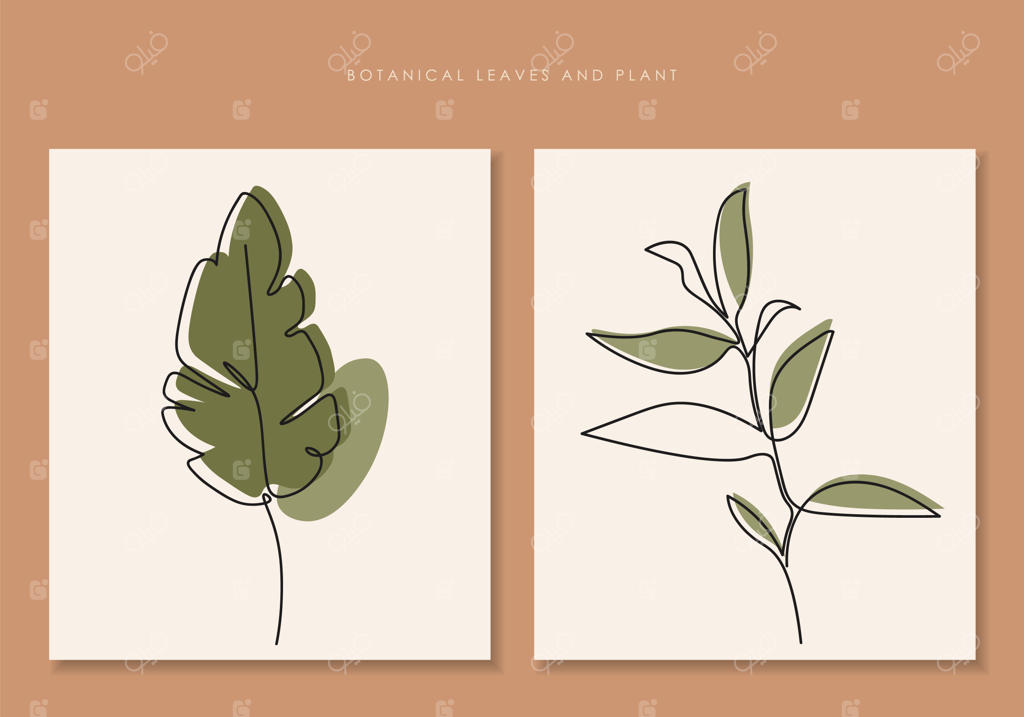 گیاهان گرمسیری، طراحی هنری، برگ‌های استوایی، مجموعه گیاهان بوتانیک، طراحی ساده هنری، اثر هنری منحصر به فرد