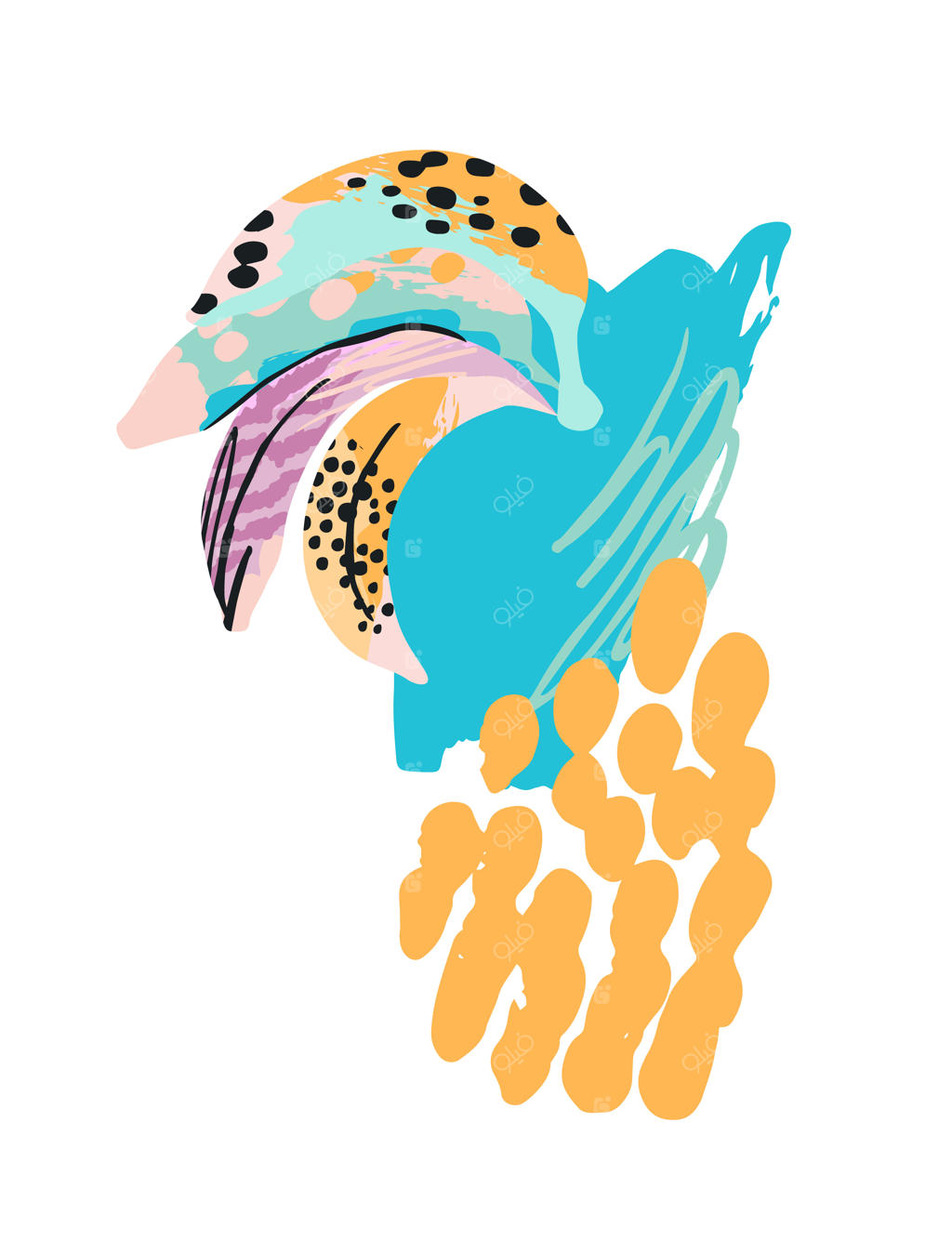 طرح انتزاعی گرمسیری برای تی‌شرت، پوستر، کارت پستال و دکور داخلی