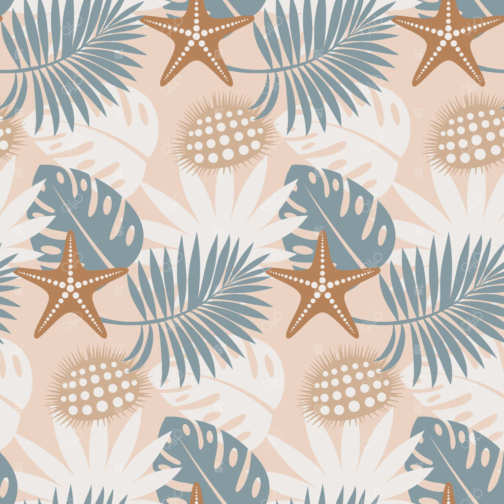 ستاره‌های دریایی و پترن برگ‌های استوایی