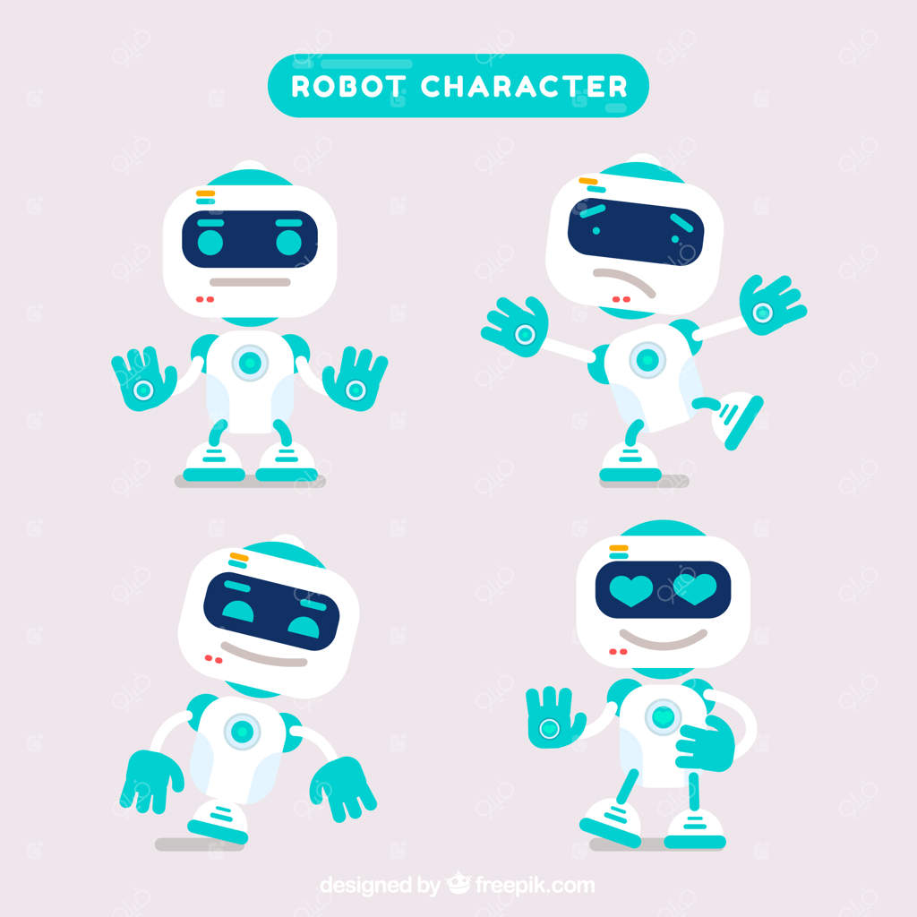 مجموعه‌ای از شخصیت ربات تخت با ژست‌های مختلف