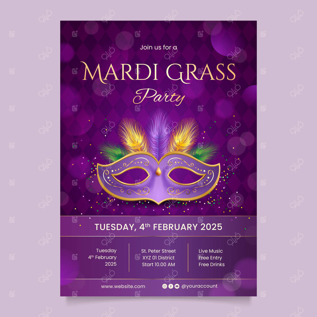 دعوت‌نامه واقعی برای جشن ماردی گراس