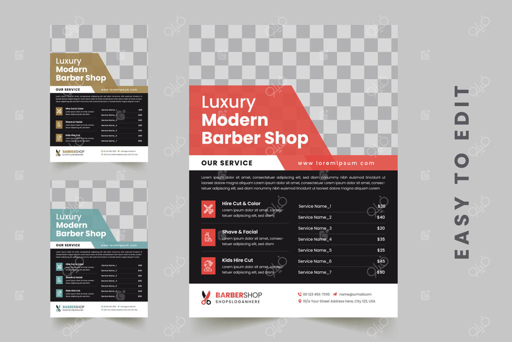 قالب بروشور آرایشگاه و سالن زیبایی - قابل ویرایش برای تبلیغ خدمات پیرایش مو و اسپا