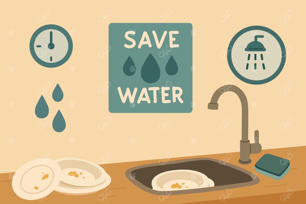 وکتور حرفه‌ای درک اهمیت صرفه‌جویی در آب برای آینده‌ای بهتر