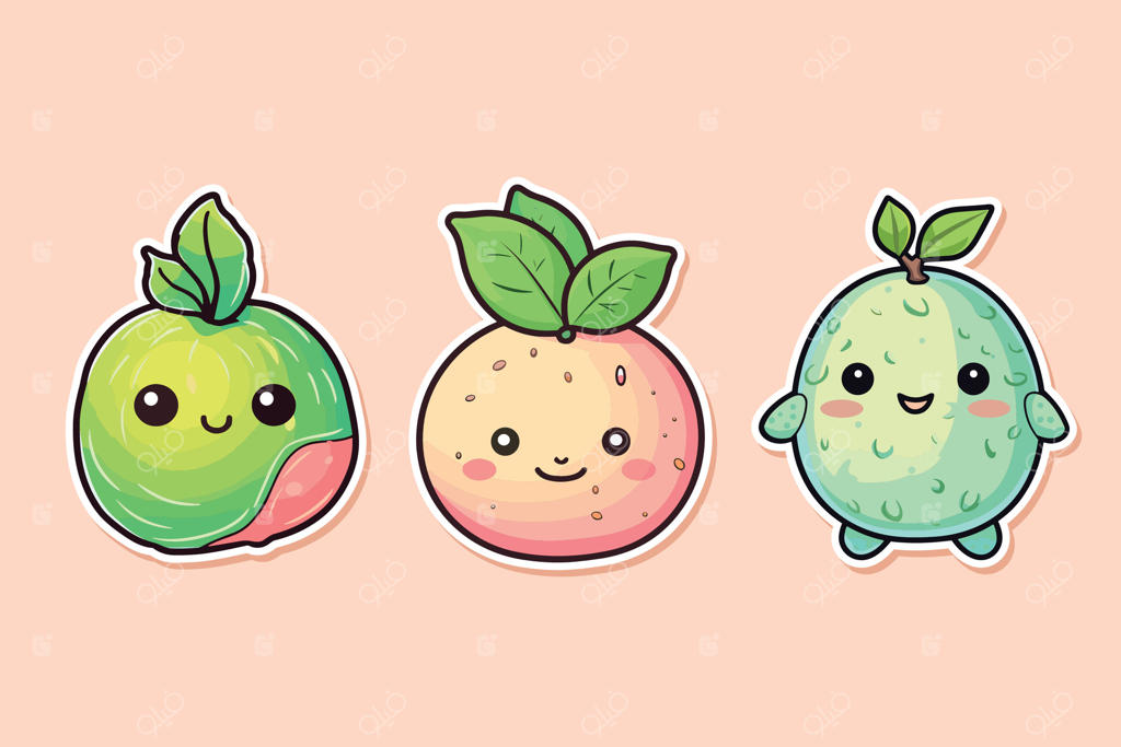 تصویر کلیپ آرت با رنگ‌های جذاب و بامزه از برچسب گوآوا