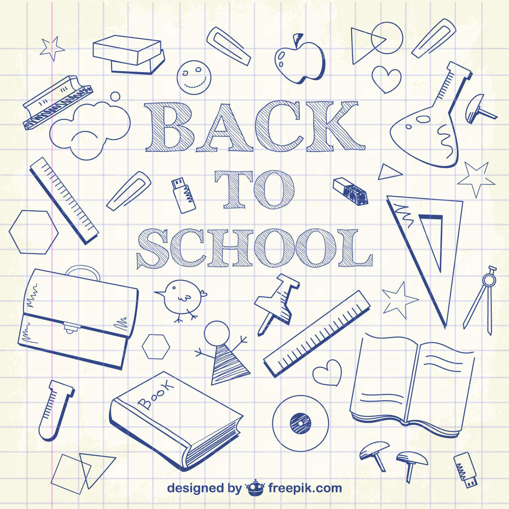 زمینه پر از طرح‌های دست‌کشیده بازگشت به مدرسه