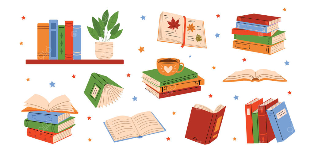 تصاویر جذاب کتاب‌ها و مواد خواندنی به صورت وکتور پرو