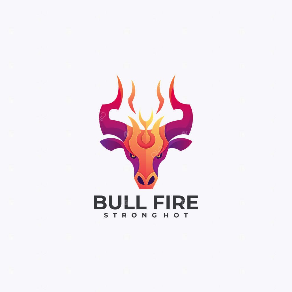 تصویر لوگو وکتوری گاو آتشین با سبک گرادینت رنگارنگ