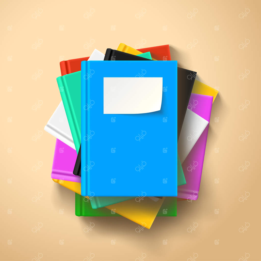 کتاب‌ها در یک ستون روی هم قرار گرفته‌اند