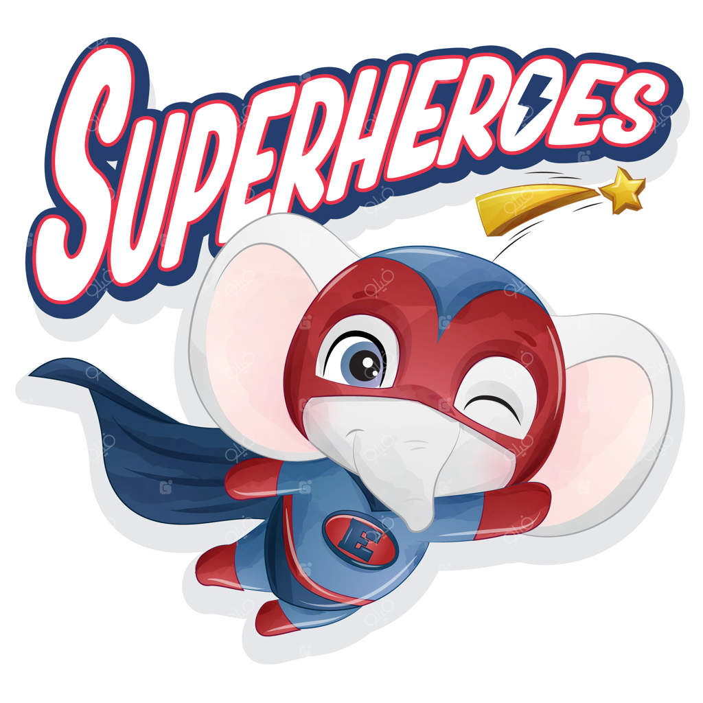 فیل ابرقهرمان بامزه با تصویرسازی آبرنگی