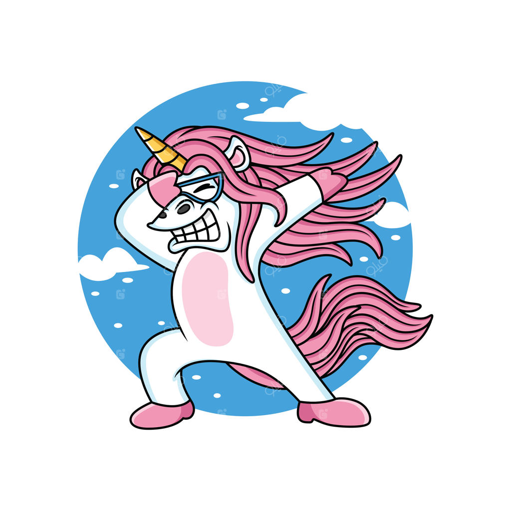 کارتون یونیکورن بامزه با حال و هوای تابستانی