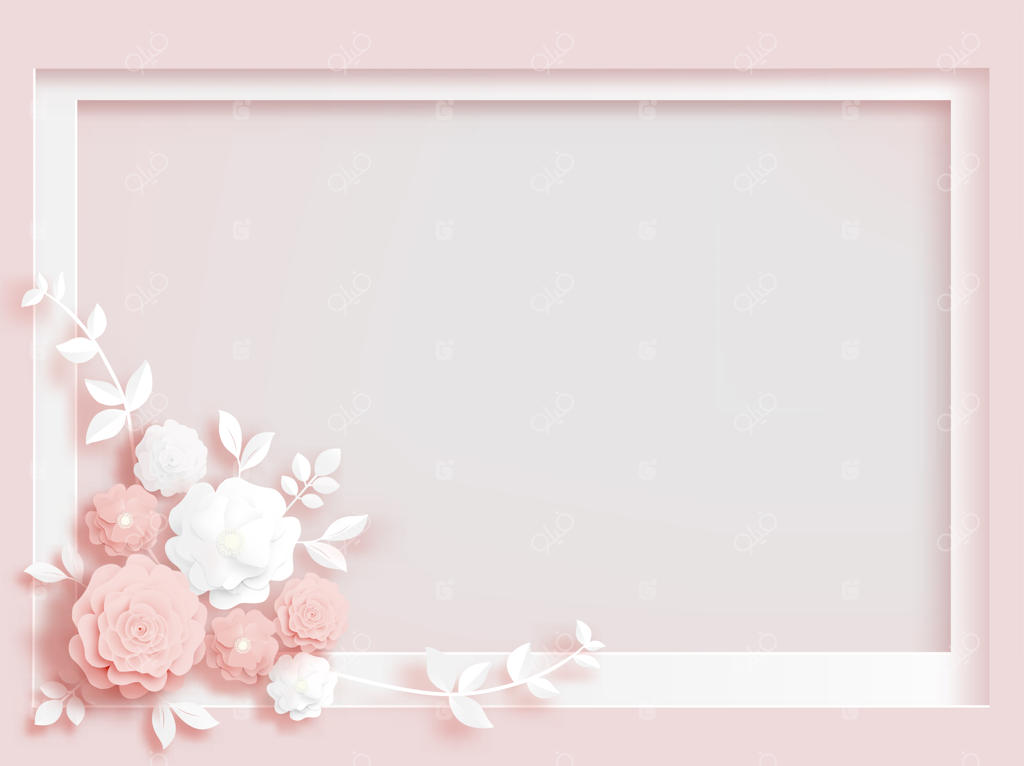 گل سفید و رز از کاغذ بریده