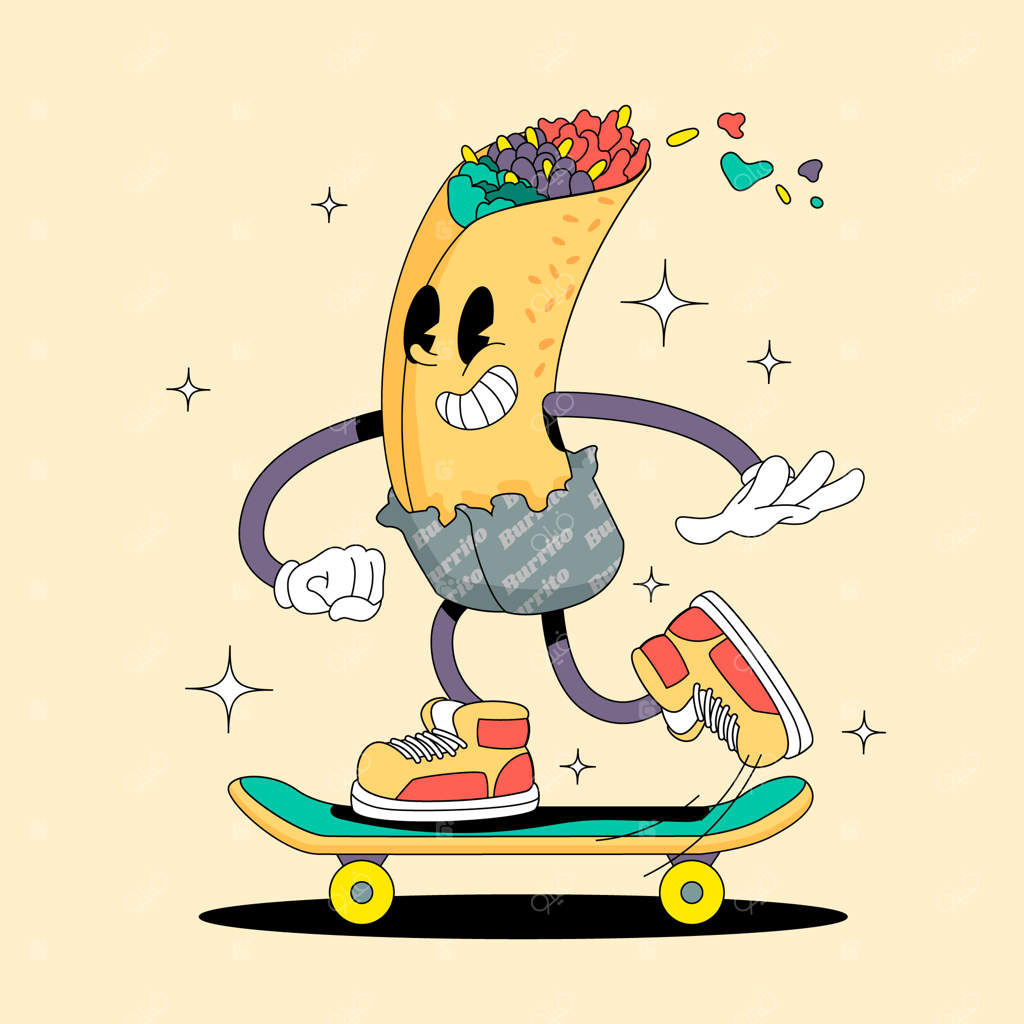 تصویر کارتونی بوریتوی دست‌کشیده