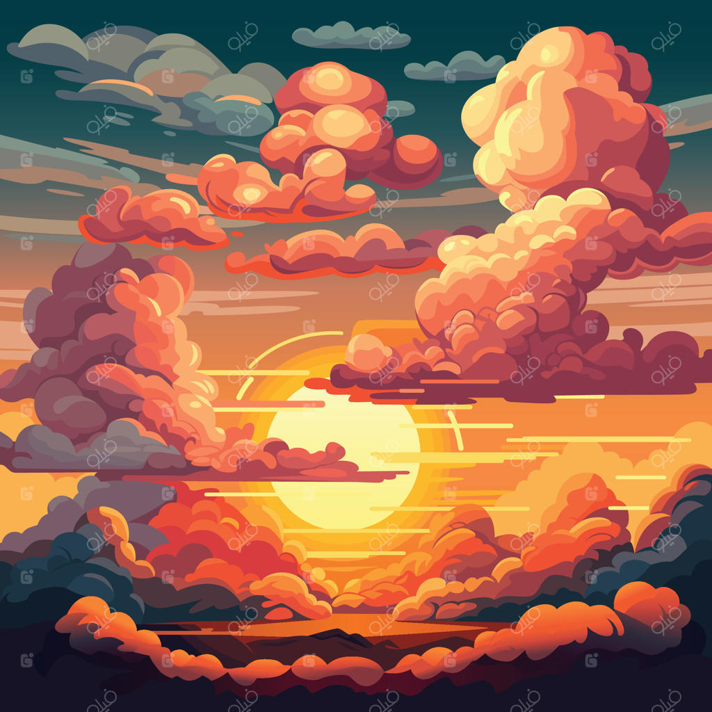 ابرهای آسمان عصرگاهی، غروب آفتاب، طرح پس‌زمینه