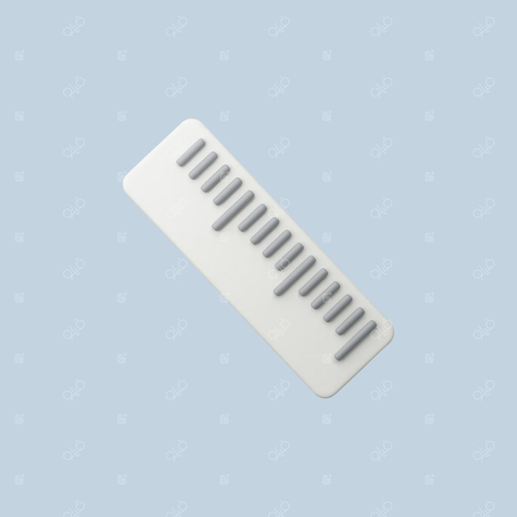 رندر ساده سه‌بعدی از یک خط‌کش سفید روی پس‌زمینه آبی روشن