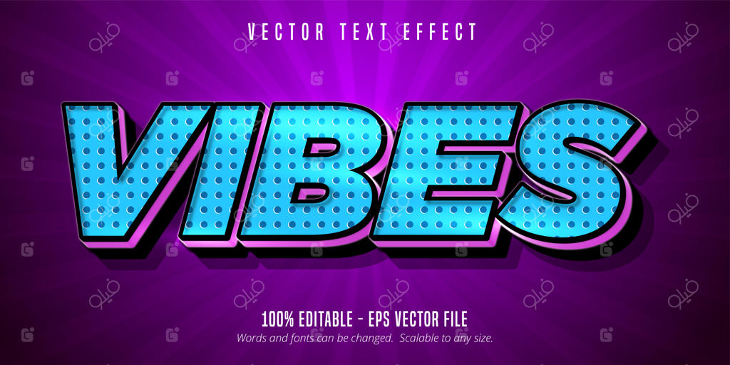 افکت متن کارتونی قابل ویرایش طرح Vibes