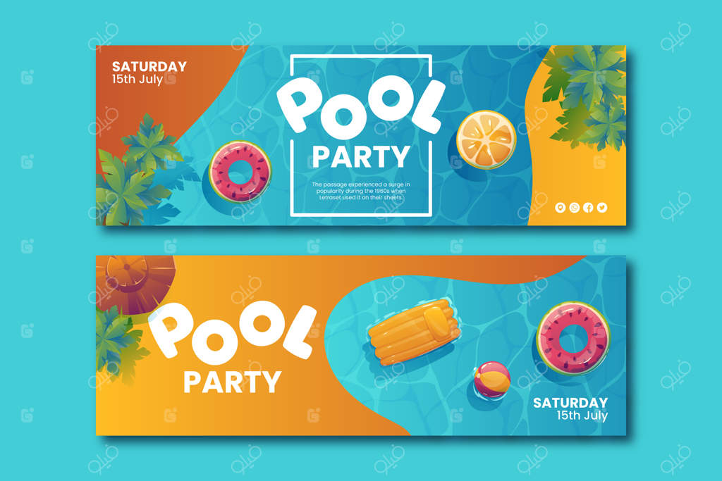 بنر افقی واقعی برای مهمانی استخر