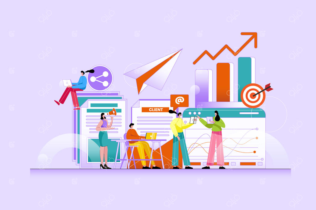 بازاریابی دیجیتال - تصویرسازی وکتور
