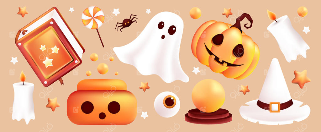 تصاویر رنگارنگ هالووین برای دکوراسیون جشنواره به صورت برداری حرفه‌ای