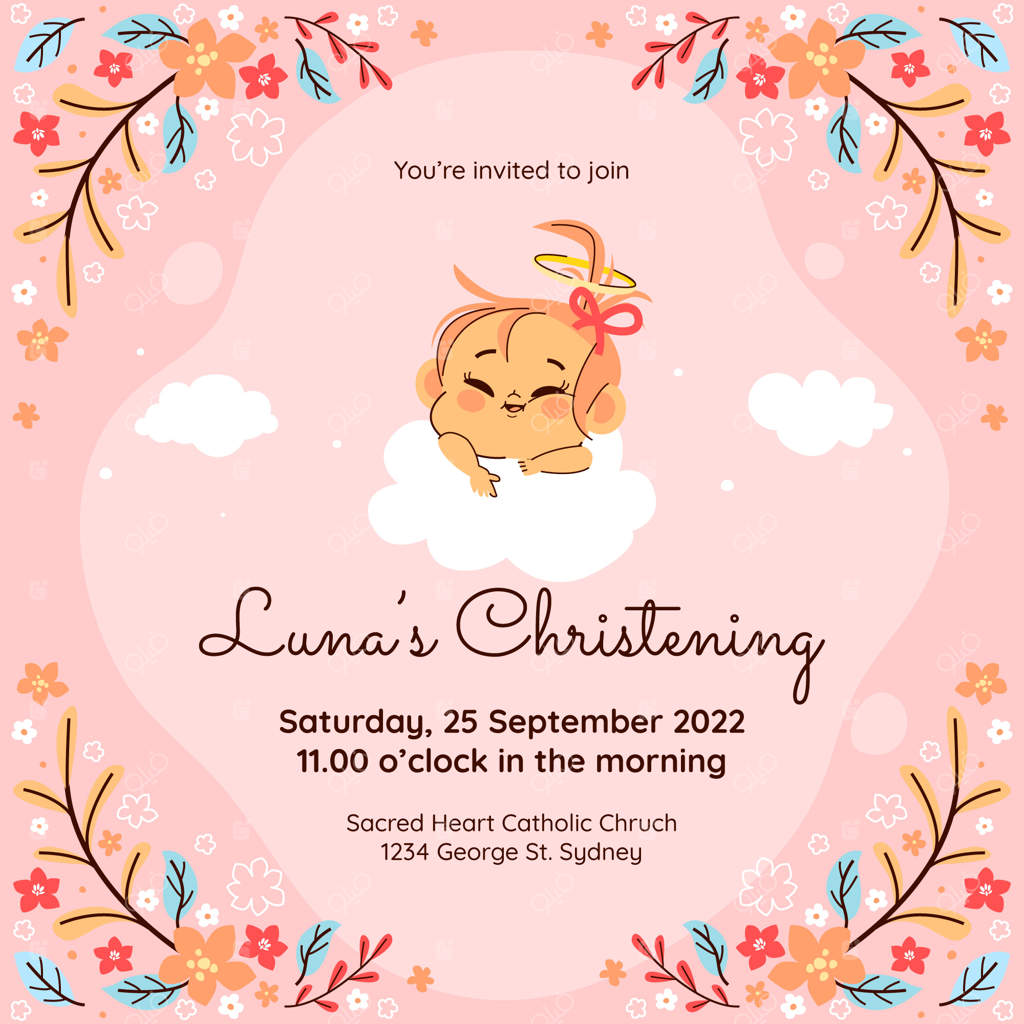 طراحی دست‌ساز کارت دعوت به مراسم تعمید