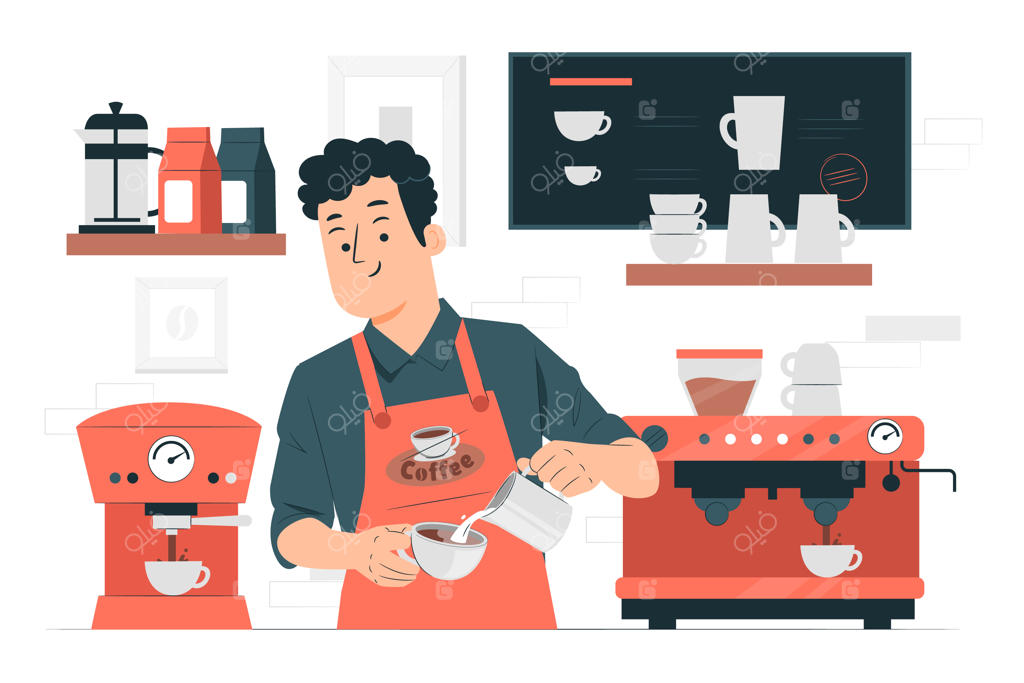 تصویر مفهومی باریستا در کافی‌شاپ