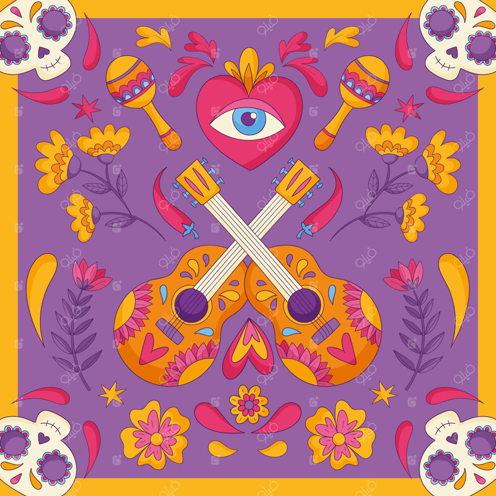 تصویرسازی دستی برای جشن روز مردگان مکزیکی