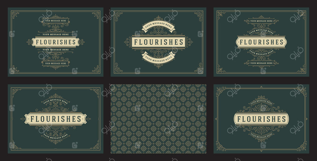 کارت پستال‌های قدیمی با قاب‌های تزیینی و پس‌زمینه الگو