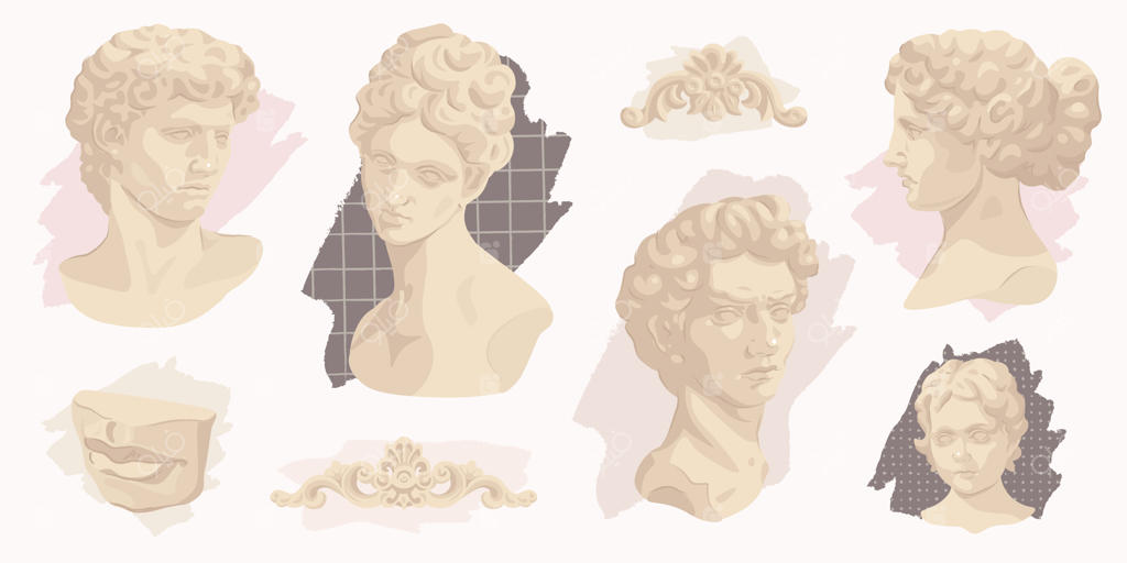 مجموعه‌ای از سرهای مرمری عتیقه