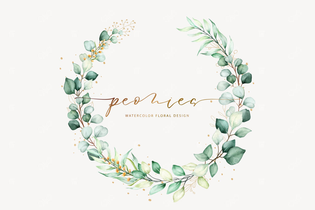 نقاشی آبرنگی حلقه‌ای از گل صدتومانی