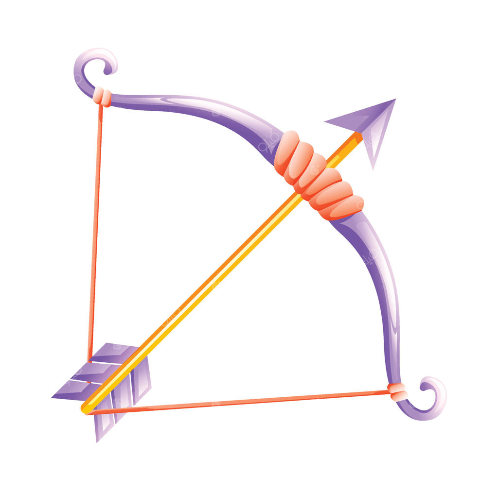 تصویر کارتونی تیر و کمان روی پس‌زمینه سفید
