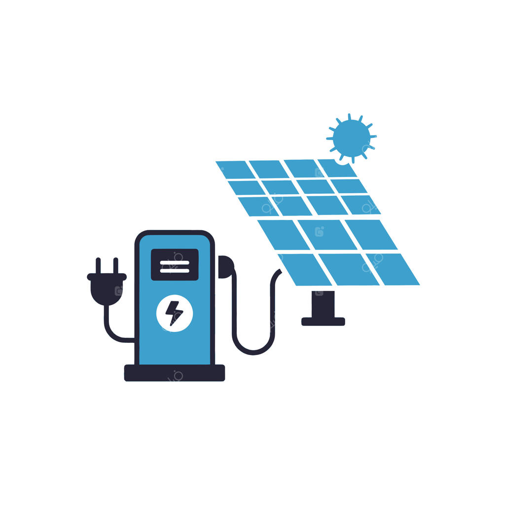 تصویری از پنل خورشیدی و خودروی برقی